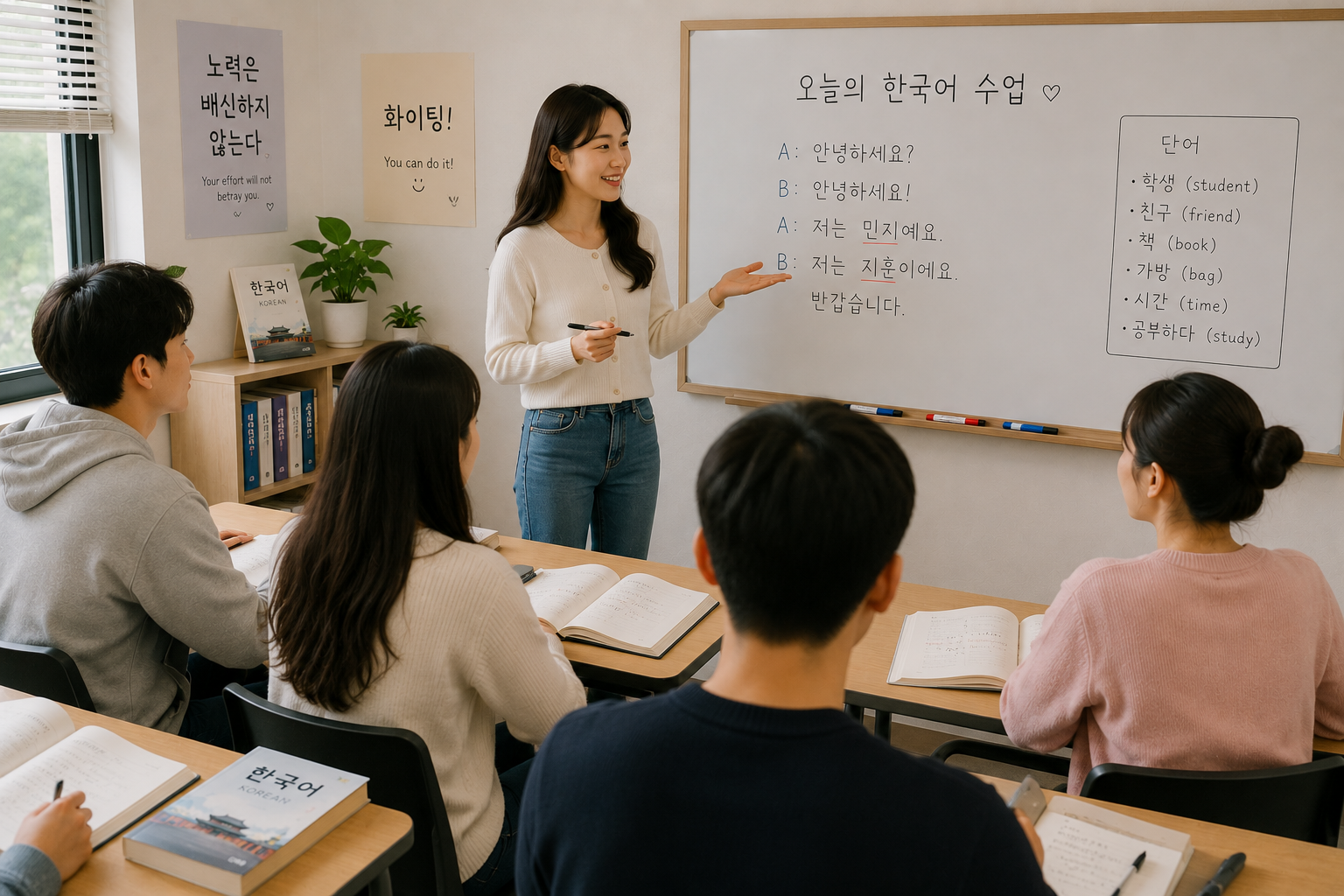 Korean Language for Beginners classroom and study environment