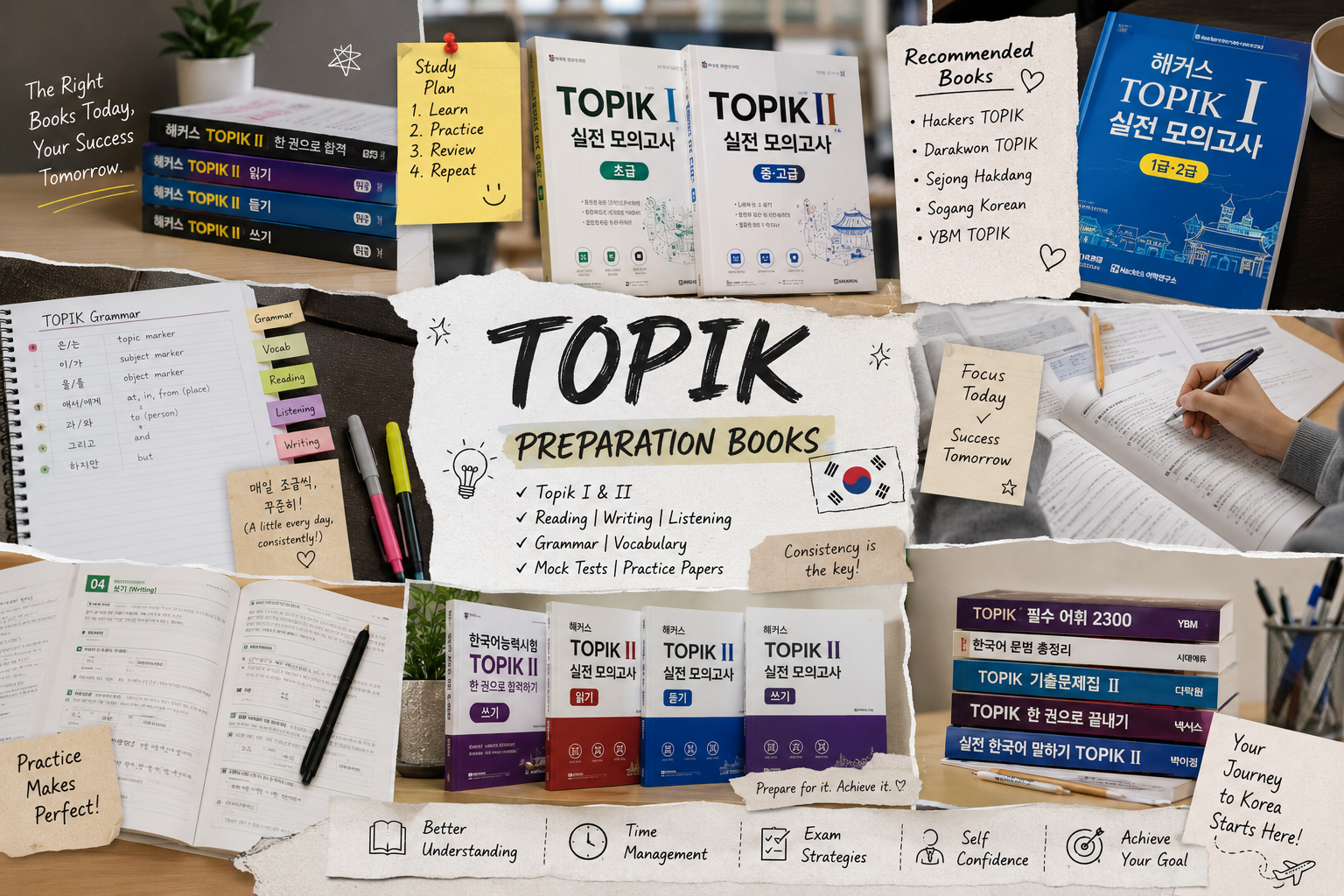 TOPIK preparation books for Korean language exam study
